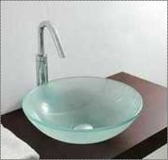 Green Semi Circle Glass Wash Basin