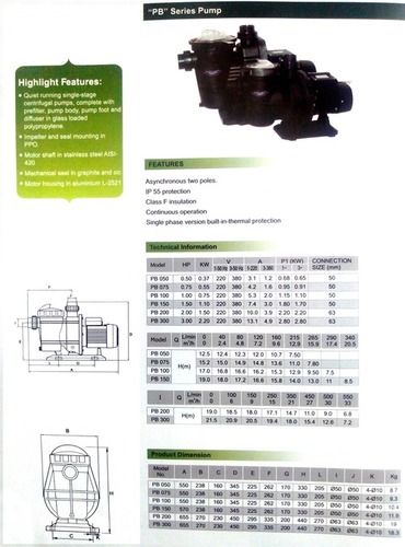 Black Swimming Pool Pump Pb Series