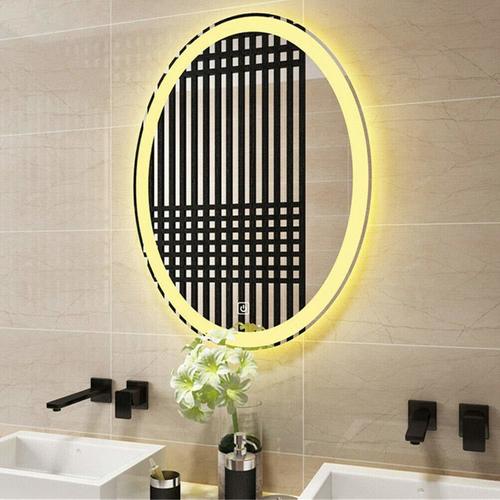 Off White. Side Glow Oval Frosting Led Mirror With Sensor