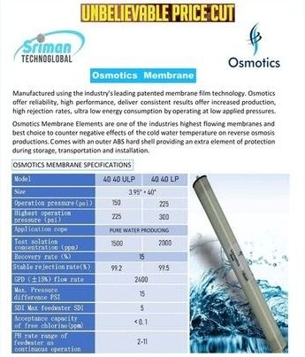 Plastic Light Weight Osmotics Membranes