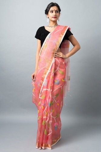 Pink Resham Silk Jamdani Sarees