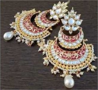 Fancy Meenakari Kundan Earrings Gender: Men