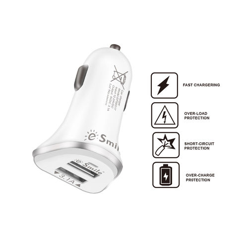 E Smile 5V/3.1 A Double Usb Car Charger-White (Epse017) Ambient Temperature: 0 - 40 Celsius (Oc)