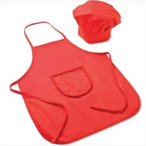 Kitchen Aprons Chef Cap Set - Color: Red