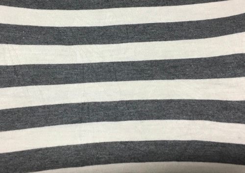 Ecru/Charcoal Melange Single Jersey Viscose Yarn Dyed Stripe Fabric