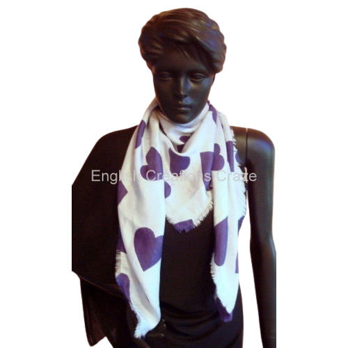 Violet Printed Cotton Silk Scarves For Women