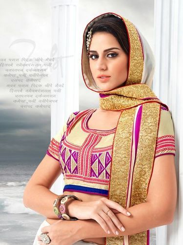 Multi Colour Georgette Saree With Embroidery Blouse Piece