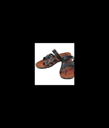 Black Pu Chappal Upper Straps