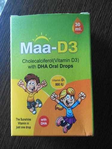 MAA D3 ड्रॉप्स सामग्री: DHA के साथ कोलेकैल्सिफेरोल (विटामिन D3)