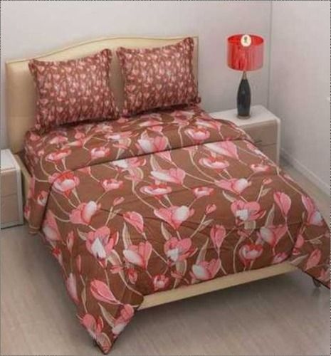 Washable Double Bed Printed Silk Bedsheets, Set Contain: One Bed Sheet, Two Pillow Cover