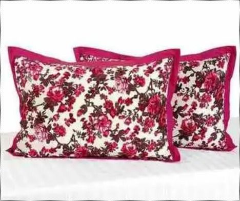 Red Printed Cotton Pillow Covers 