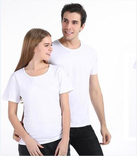 White Half Sleeves Couple Plain T- Shirts