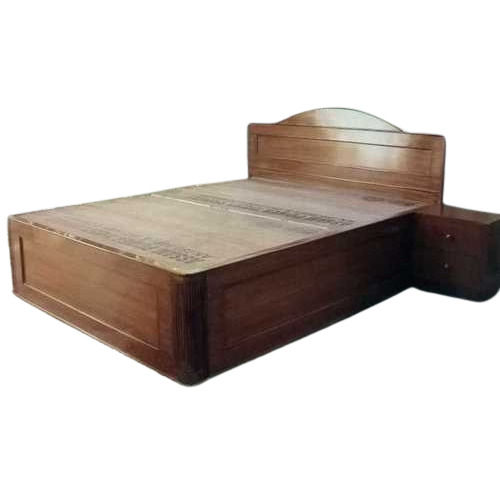 Solid Natural Wooden Double Bed With Back Support