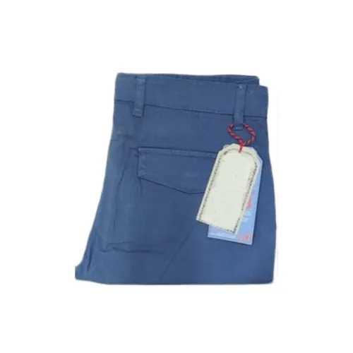 Mens Blue Cotton Casual Trouser - Color: All