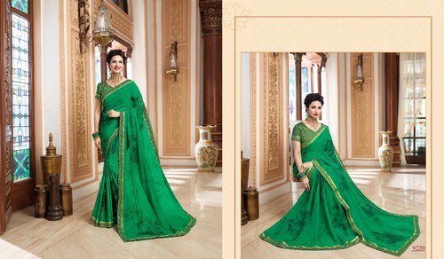 Georgette Saree - 6.3m Length with Blouse Piece, High Durability and Colorfastness with Smooth Texture