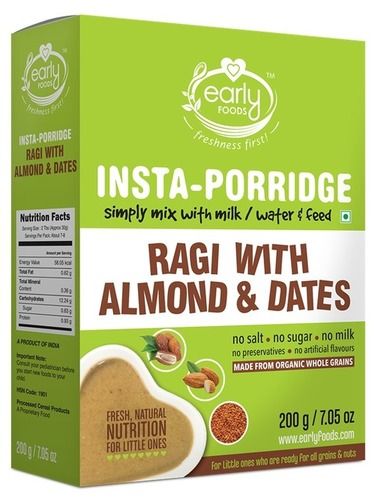 Early Foods Organic Instant Ragi  Almond & Date Porridge Mix 200g