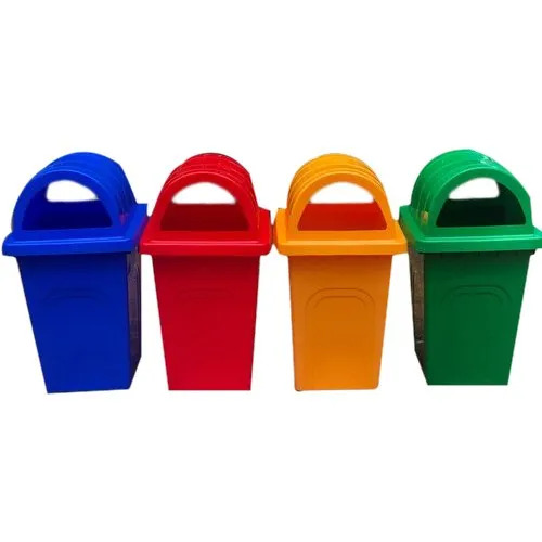 Colored Plastic Dustbin - 60L Capacity, Lightweight and Movable for Outdoor Usage