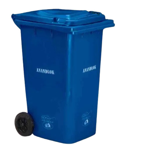 240L Plastic Dustbin - Portable, Two-Wheeled with Lid | Ideal for Wet and Dry Waste, Commercial Use, Blue Color