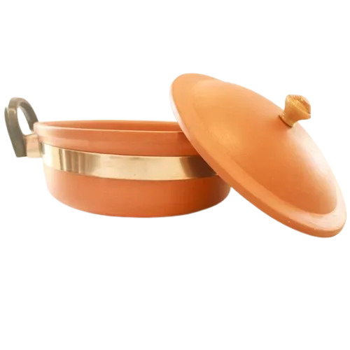 1.5 Litre Clay Cooking Kadai With Lid - Metal Type: Copper