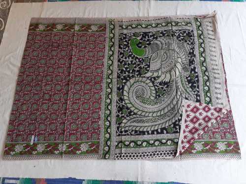 Multi-Color Kalamkari Hand Blocked Printed Sarees