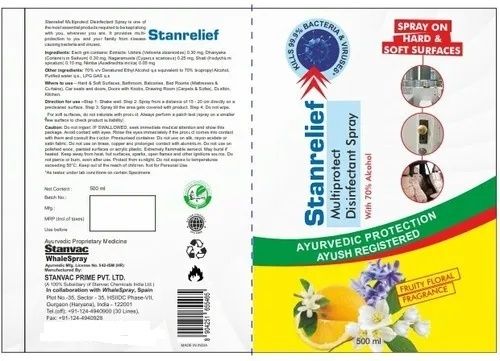 Multipurpose Disinfectant Stanrelief Fruit Spray Application: Industrial