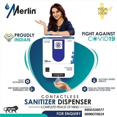 White Contact Less Hand Sanitizer Dispenser