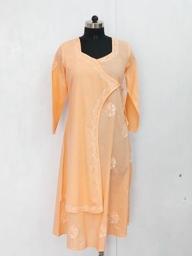 Available In Different Colors Chikan Lucknowi Angrakha Kurti