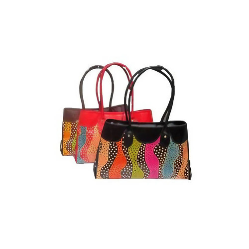 Ladies Fancy Leather Handbags - Color: Multicolor