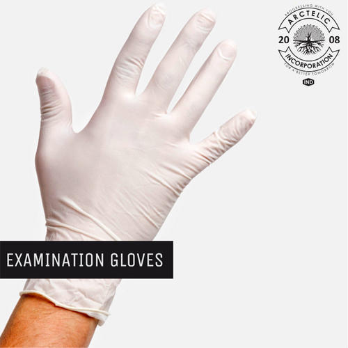 Plain White Full Finger Latex Examination Gloves