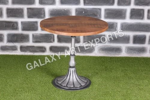 Rough Mango Wood Top Cast Iron Base Dining Table