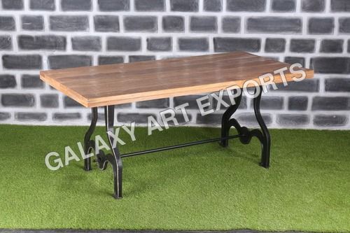 Mango Wood Top with Curved Iron Base Dining Table