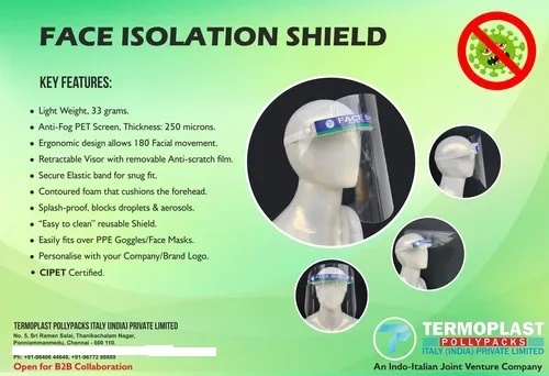 Termoplast Face Shield Retractable Type (Customisable) Gender: Unisex