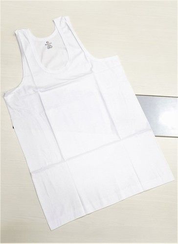 Plain Men White Cotton Vest