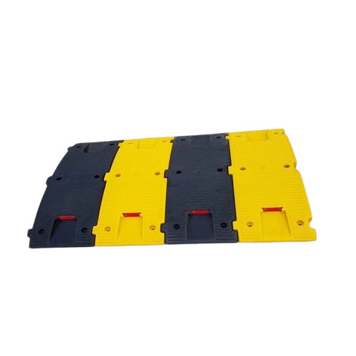 Economical PVC Speed Breakers - 50 mm and 75 mm Sizes, Yellow and Black Chequered Design, Moisture and Temperature Resistant with Reflector, 4 Nos.
