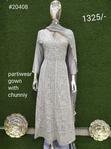 Ladies Party Wear Gown With Chunni