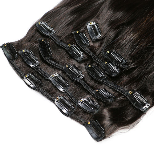 Natural Brown Straight Clip In Human Hair Extensions