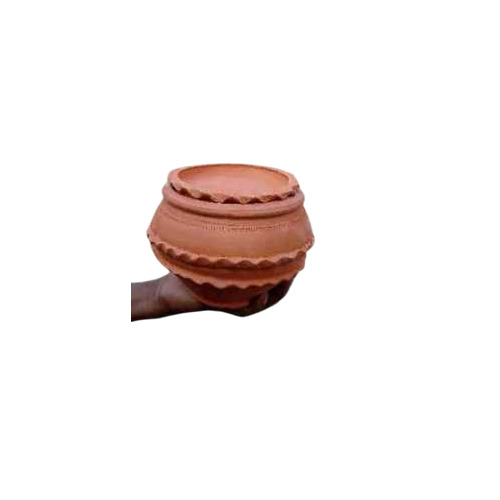 Clay Biriyani Serving Handi - Natural Clay, Standard Size, Red Color, Round Shape | Microwave Compatible, Ideal for Home & Hotel Use