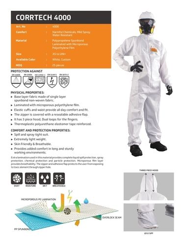 Polypropylene Spunbond Laminated With Microporous Polyethylene Film Coverall Gender: Unisex