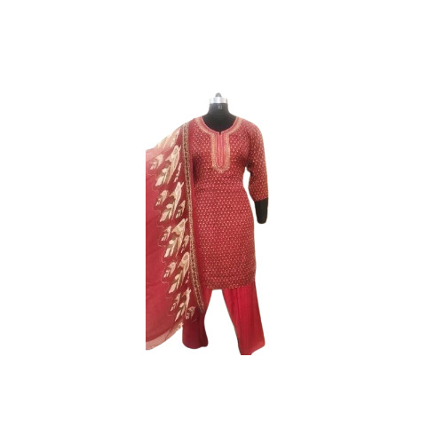 Ladies Red Salwar Suit D. No. 2416 - Decoration Material: Laces