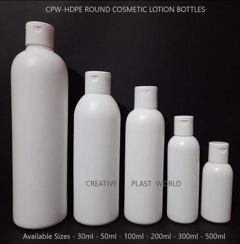 White And Customize Color Option Plastic Cosmetic Round Lotion Bottles