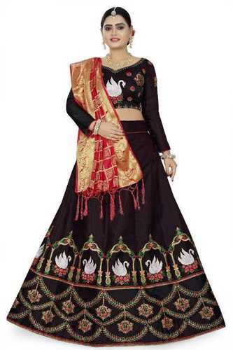 Designer Semi-Stitched Embroidered Lehenga Choli - Tapeta Fabric, 1 Mtr Choli, 2.50 Mtr Silk Dupatta | Party Wear, Trendy Half Sleeve, All Colors, Dry Clean Only