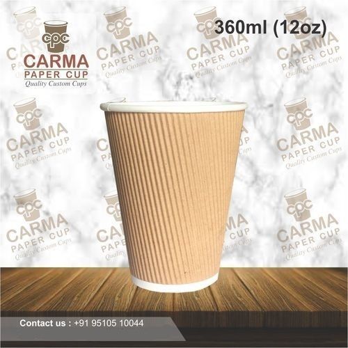 Brown Ripple Paper Cup 12Oz (360Ml)