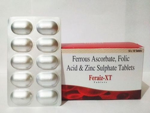 Ferrous Ascorbate 100mg + Folic acid 1.5mg + Zinc 22.5mg Tablet