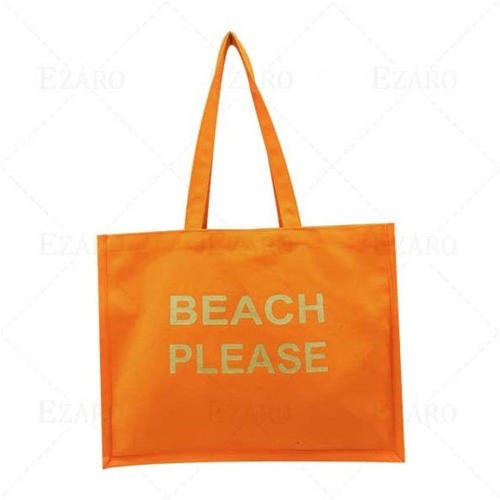 Orance Orange Color Cotton Beach Bag