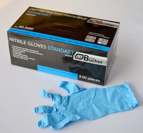 Blue Disposable Full Finger Nitrile Examination Hand Gloves