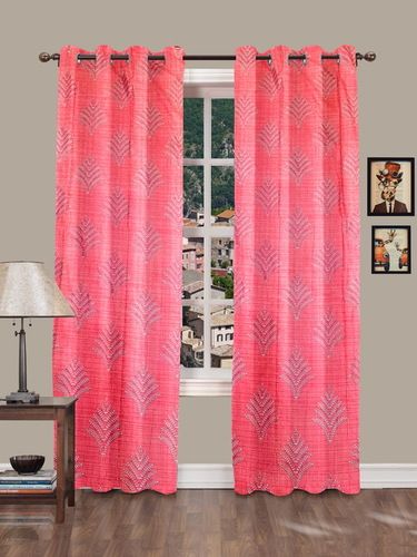 PHW Crush Polyester (Background Wall Paper Design & High-Lights Floral Print Eyelet Curtains)