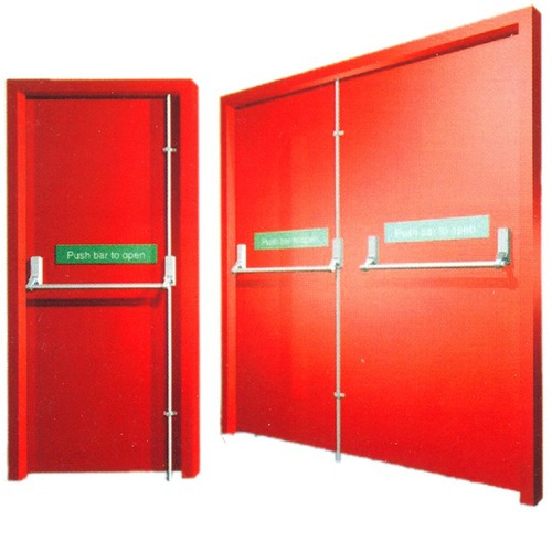 Red Steel Fire Doors - Frame Material: Solid Wood