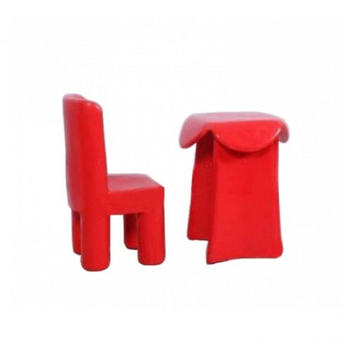 Kids Fiber Red Long Table And Chair Set