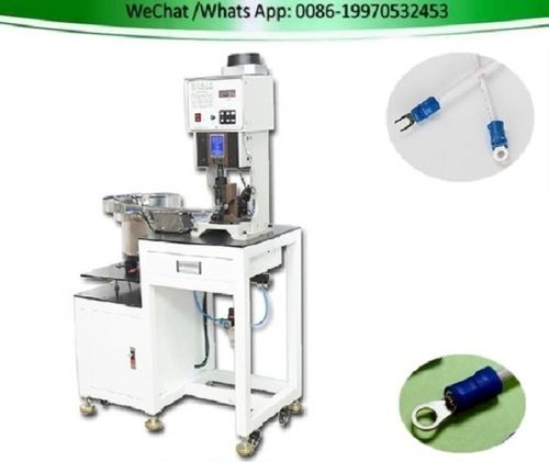 White Automatic Loose Terminal Rail Feed Wire Crimping Machine