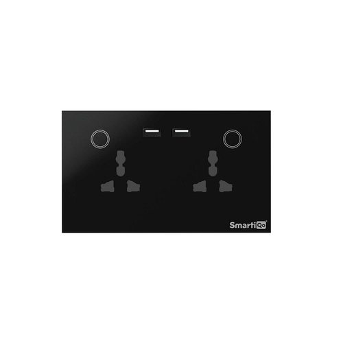 Smartiqo Wifi 2 Socket Usb Touch Switch - Color: Black